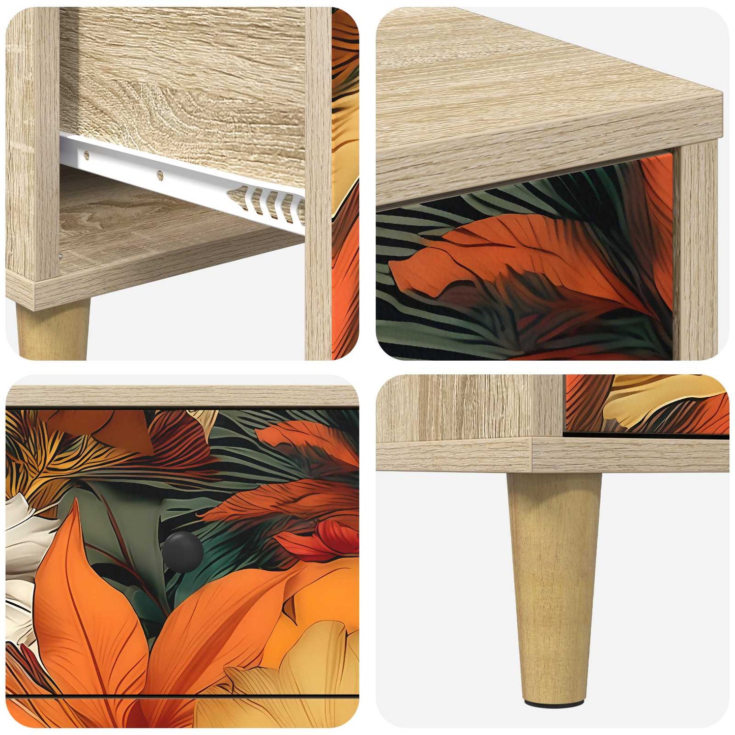 Bedside Cabinet GENNEP Sonoma Oak 36 x 33 x 60 cm