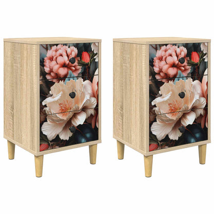 Bedside Cabinet BORNE 2 pcs Sonoma Oak 36 x 33 x 60 cm