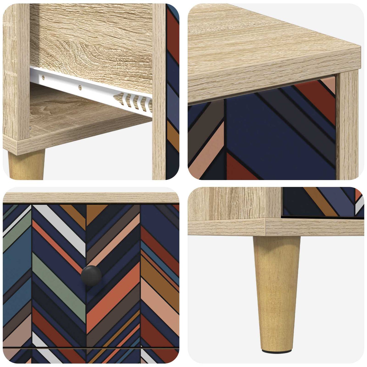 Bedside Cabinet OMMEN Sonoma Oak 36 x 33 x 60 cm
