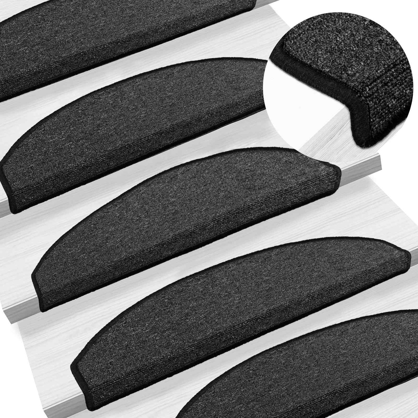 Self-adhesive Stair Mats 15 pcs Anthracite 80 x 24.5 x 3.5 cm