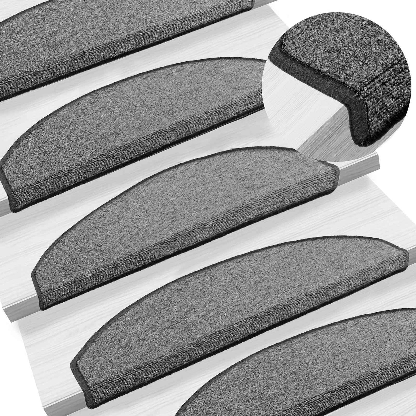 Self-adhesive Stair Mats 15 pcs Dark Grey 80 x 24.5 x 3.5 cm