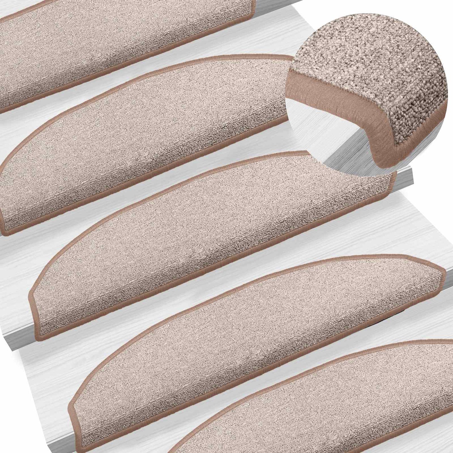 Self-adhesive Stair Mats 15 pcs Light Brown 80 x 24.5 x 3.5 cm