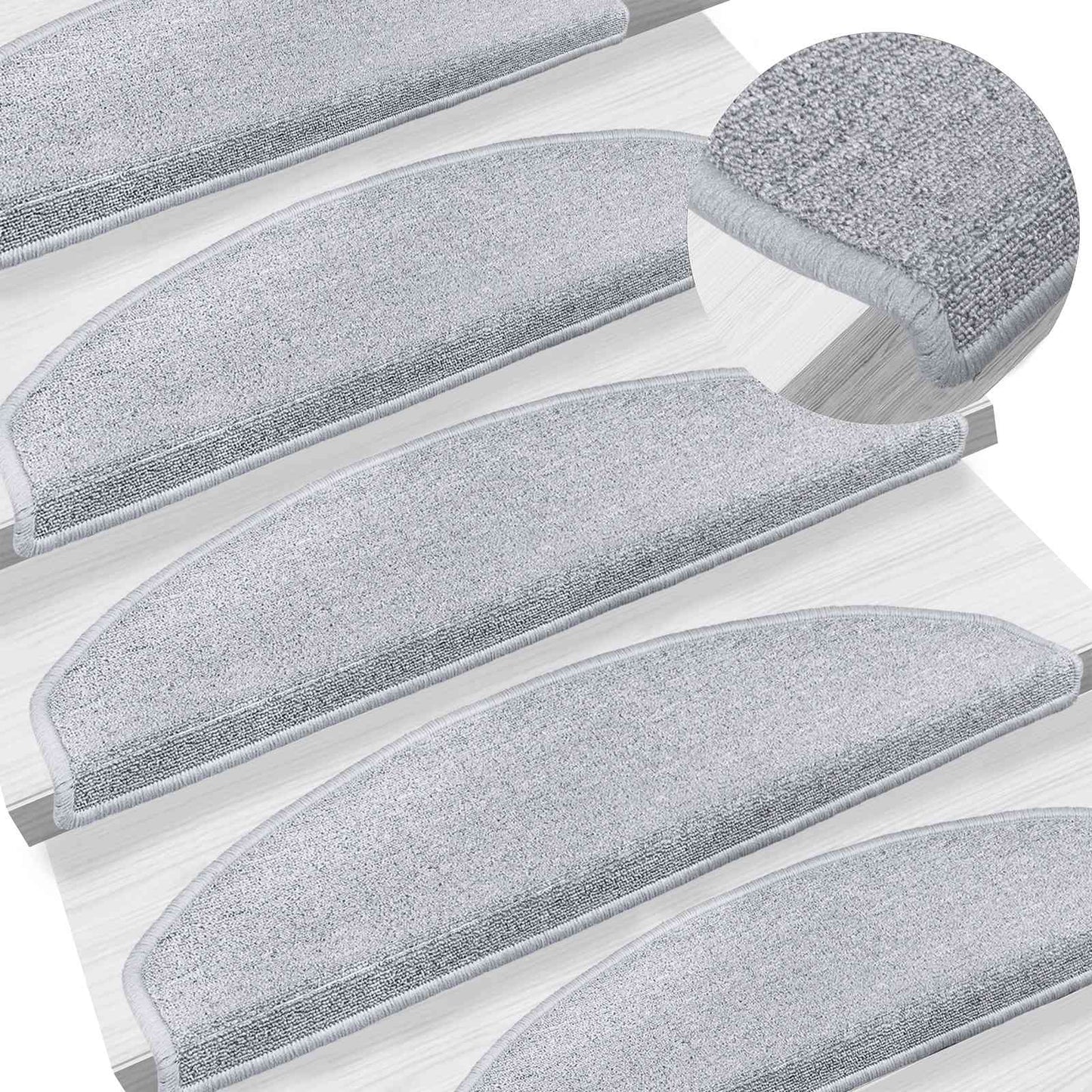 Self-adhesive Stair Mats 15 pcs Light Grey 80 x 24.5 x 3.5 cm
