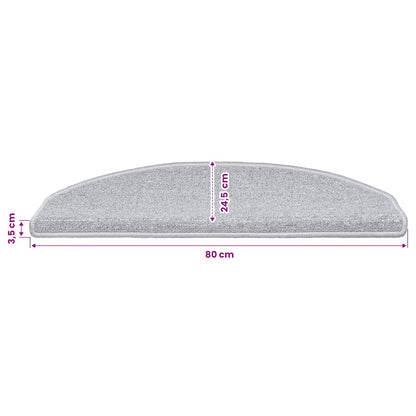 Self-adhesive Stair Mats 15 pcs Light Grey 80 x 24.5 x 3.5 cm