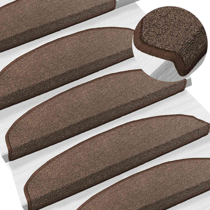 Self-adhesive Stair Mats 15 pcs Coffee Brown 80 x 24.5 x 3.5 cm