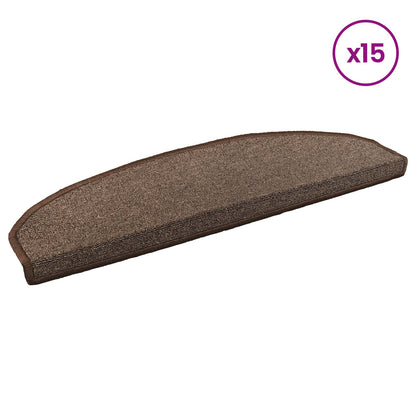 Self-adhesive Stair Mats 15 pcs Coffee Brown 80 x 24.5 x 3.5 cm