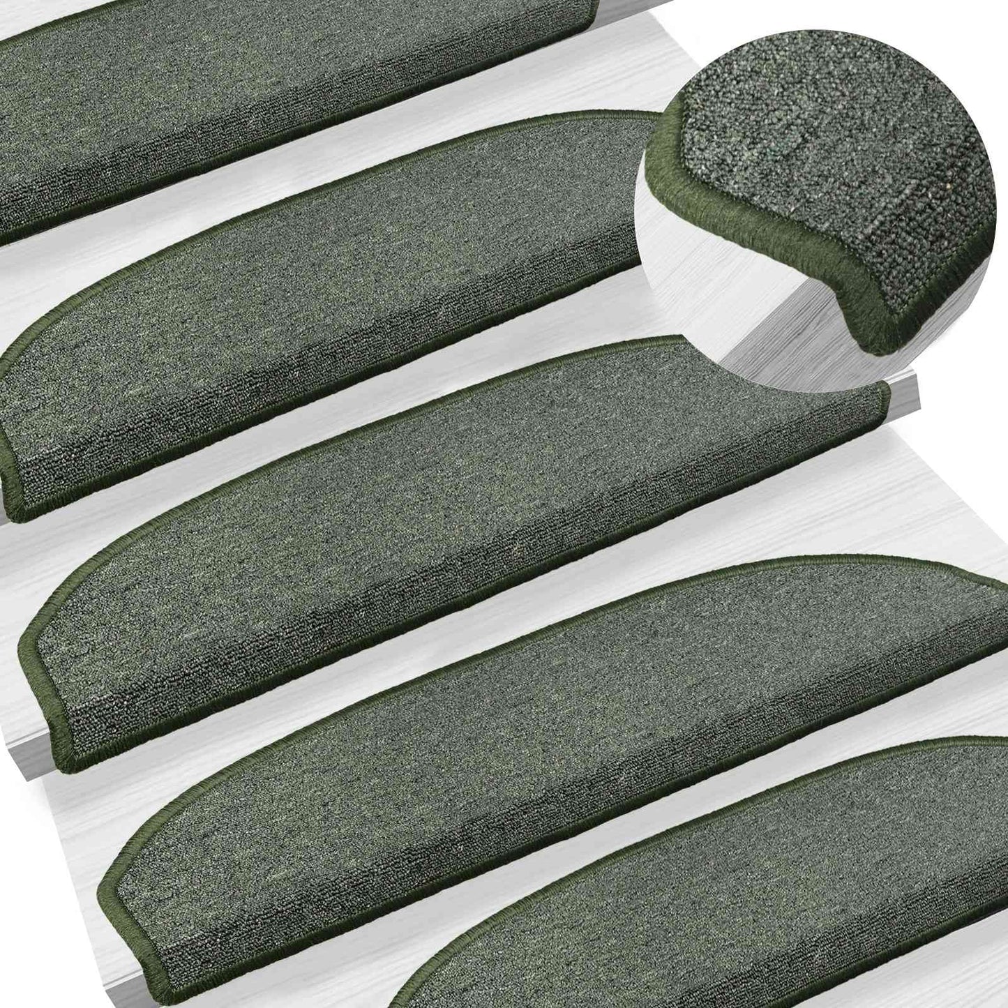 Self-adhesive Stair Mats 15 pcs Dark Green 80 x 24.5 x 3.5 cm