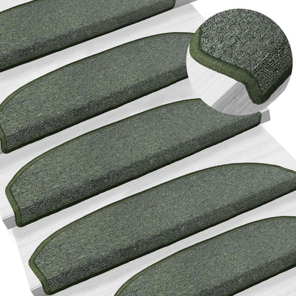 Self-adhesive Stair Mats 15 pcs Dark Green 80 x 24.5 x 3.5 cm