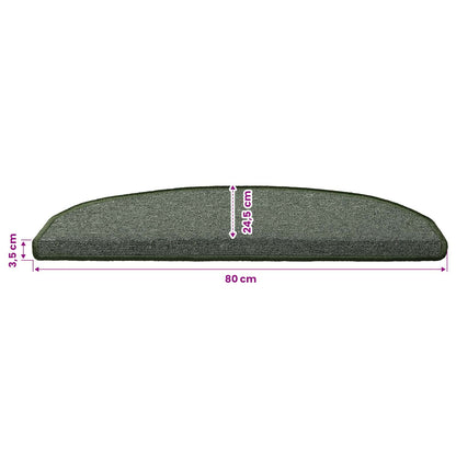 Self-adhesive Stair Mats 15 pcs Dark Green 80 x 24.5 x 3.5 cm