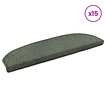Self-adhesive Stair Mats 15 pcs Dark Green 80 x 24.5 x 3.5 cm