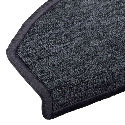 Self-adhesive Stair Mats Semicircular 15 pcs Dark Grey and Blue