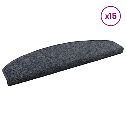 Self-adhesive Stair Mats Semicircular 15 pcs Dark Grey and Blue