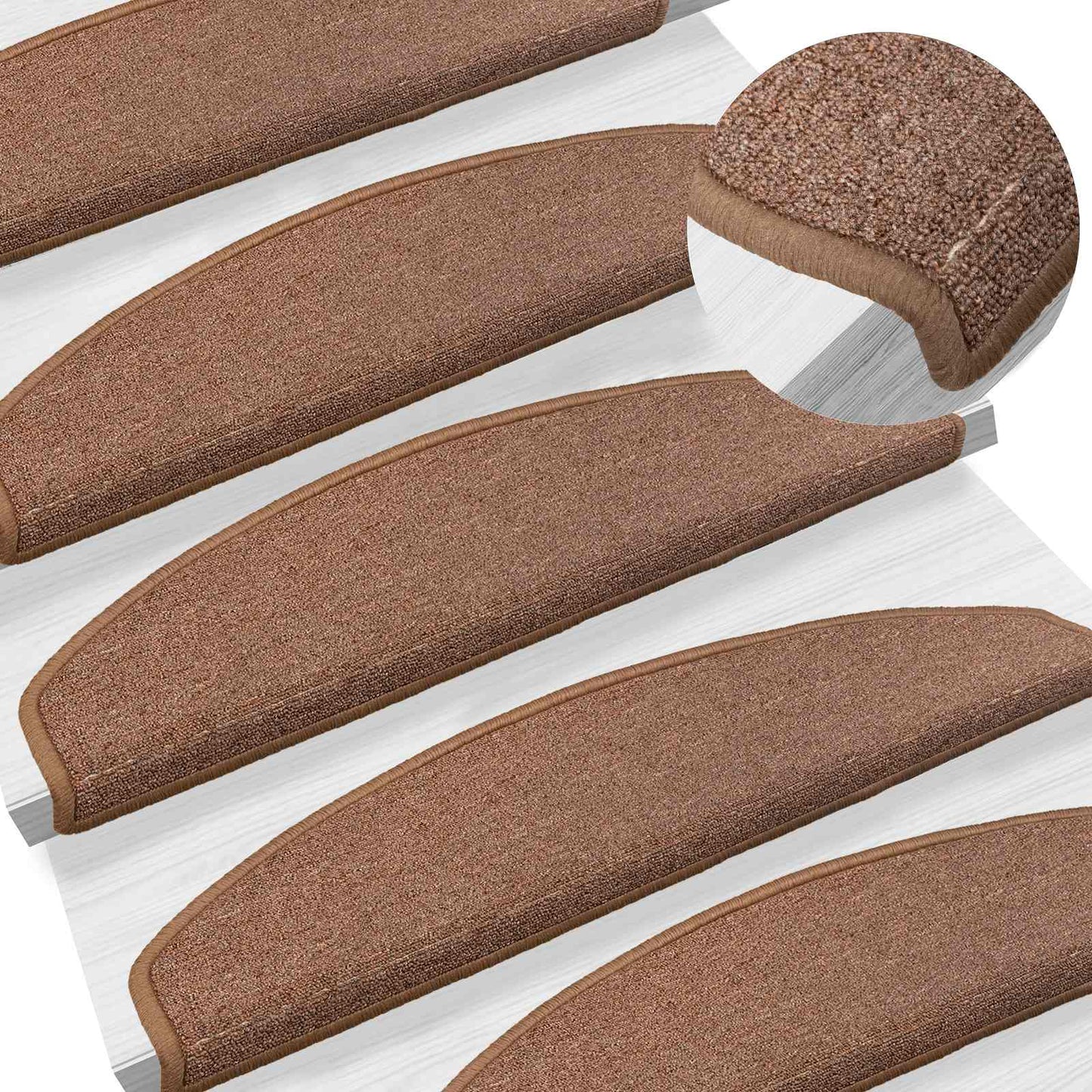 Self-adhesive Stair Mats 15 pcs Brown 80 x 24.5 x 3.5 cm