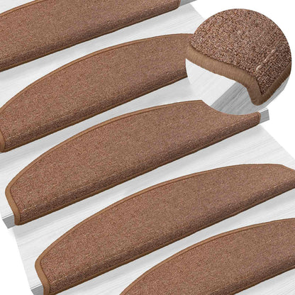 Self-adhesive Stair Mats 15 pcs Brown 80 x 24.5 x 3.5 cm