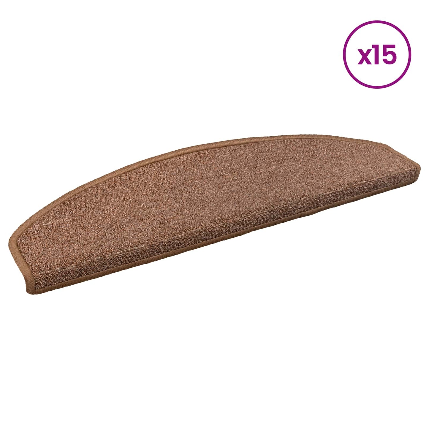 Self-adhesive Stair Mats 15 pcs Brown 80 x 24.5 x 3.5 cm