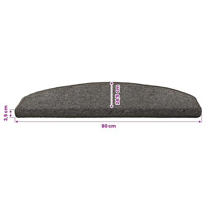 Self-adhesive Stair Mats 15 pcs Dark Grey 80 x 24.5 x 3.5 cm