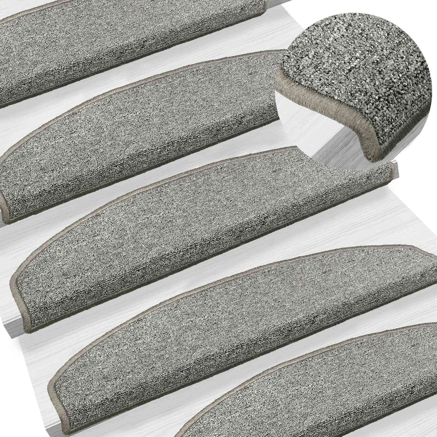 Self-adhesive Stair Mats 15 pcs Light Grey 80 x 24.5 x 3.5 cm