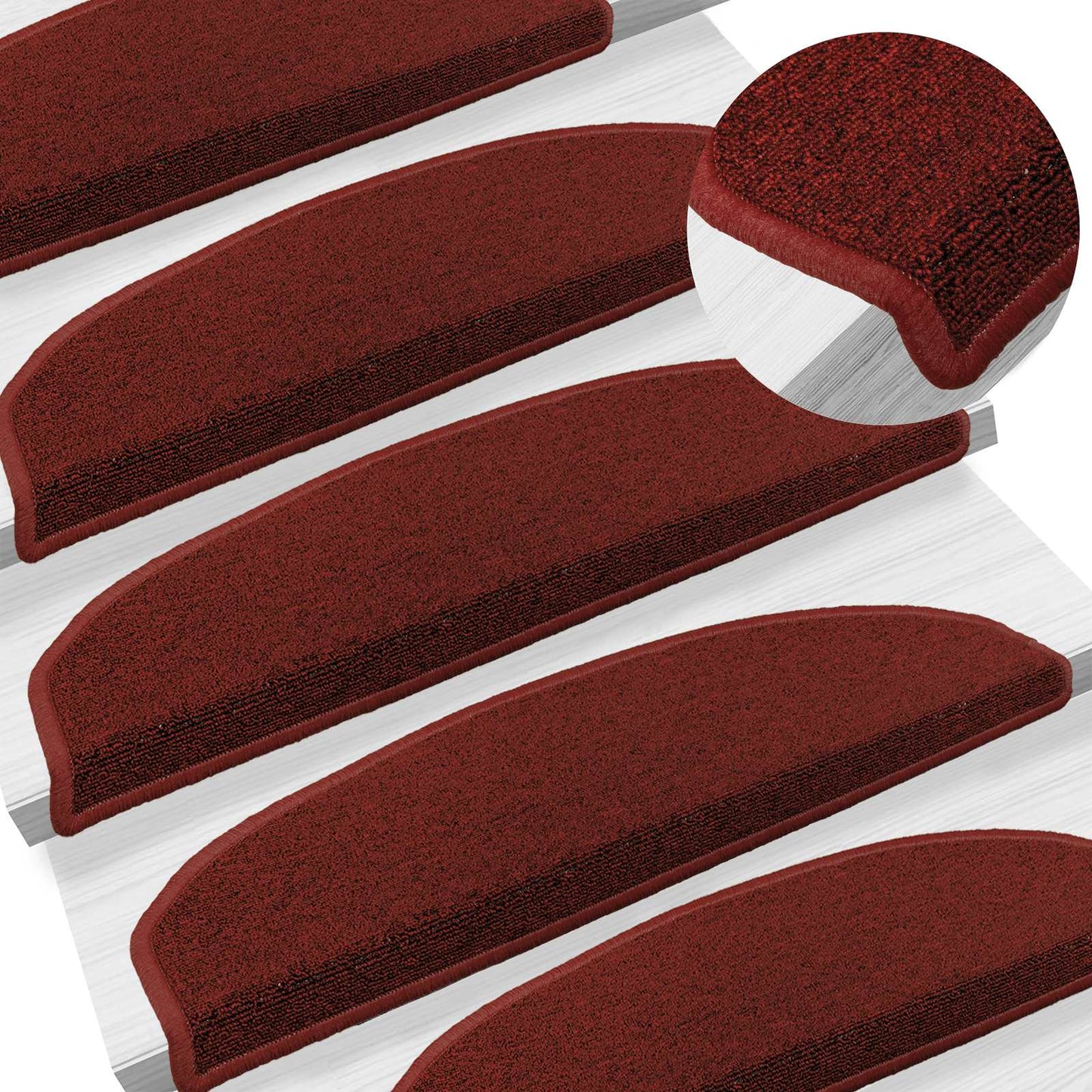 Self-adhesive Stair Mats 15 pcs Bordeaux Red 80 x 24.5 x 3.5 cm