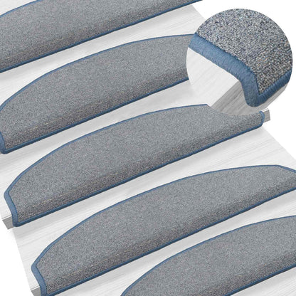 Self-adhesive Stair Mats 15 pcs Light Grey and Blue