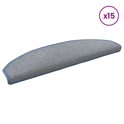 Self-adhesive Stair Mats 15 pcs Light Grey and Blue