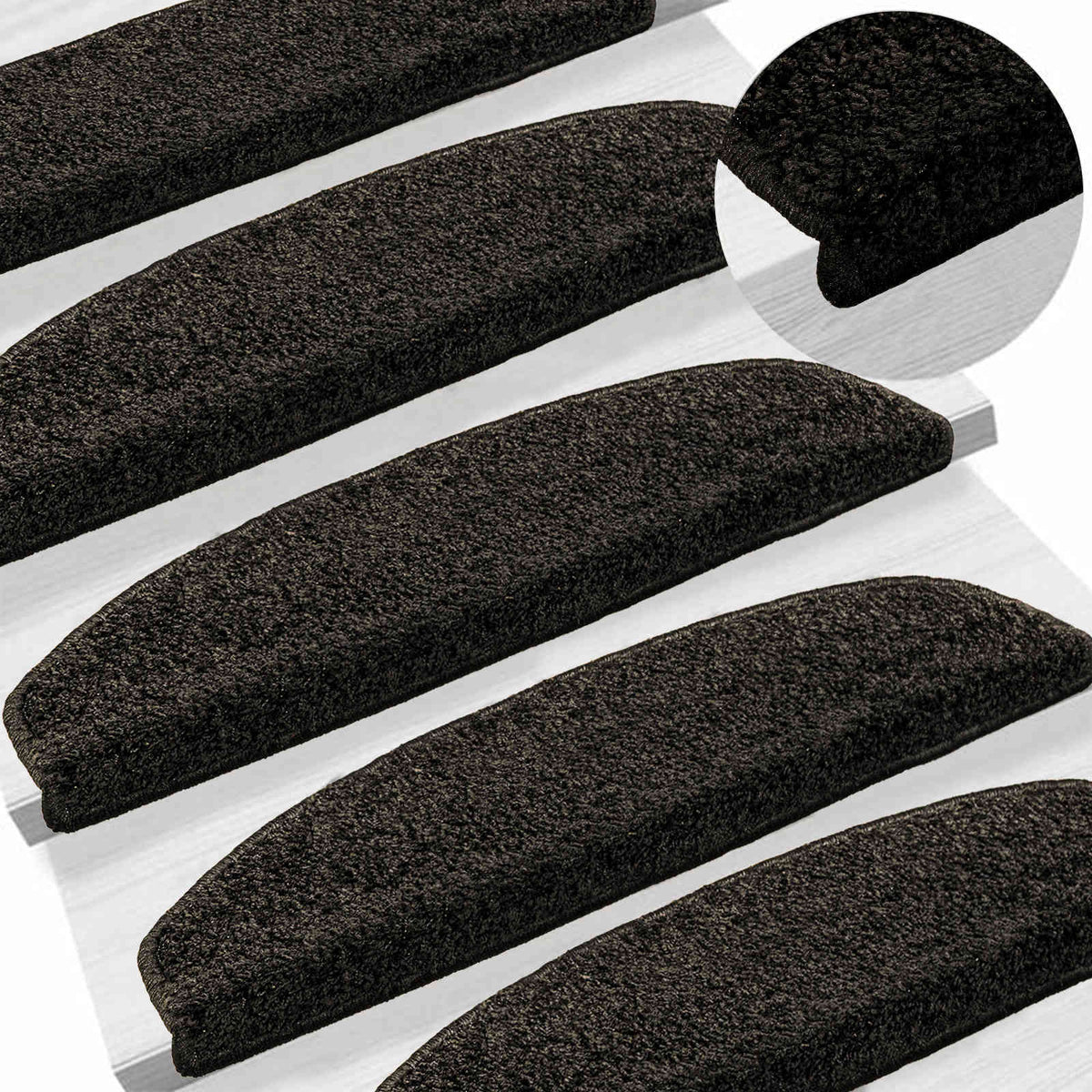Self-adhesive Stair Mats 15 pcs 80 x 24.5 x 3.5 cm Anthracite