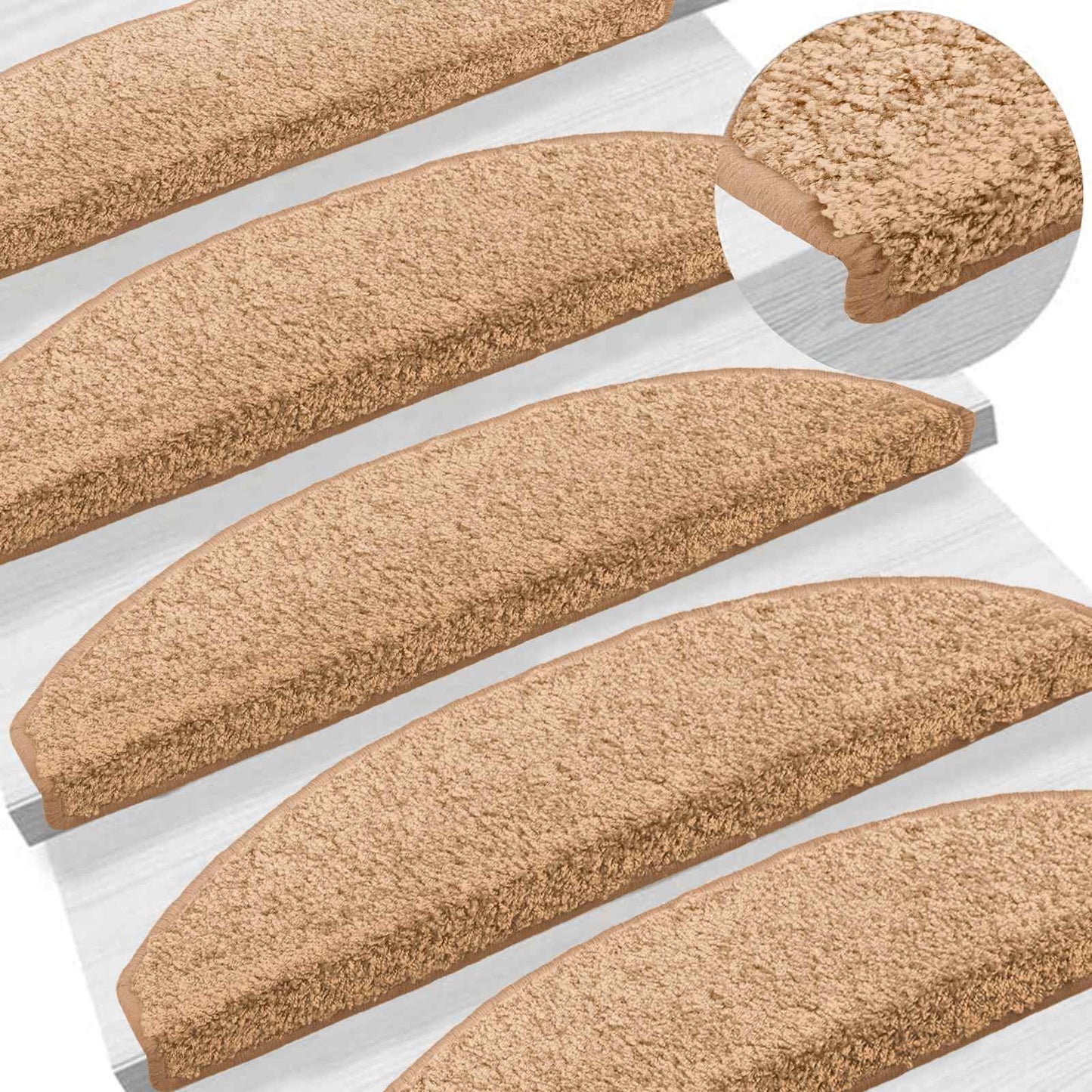 Self-adhesive Stair Mats 15 pcs Beige 80 x 24.5 x 3.5 cm