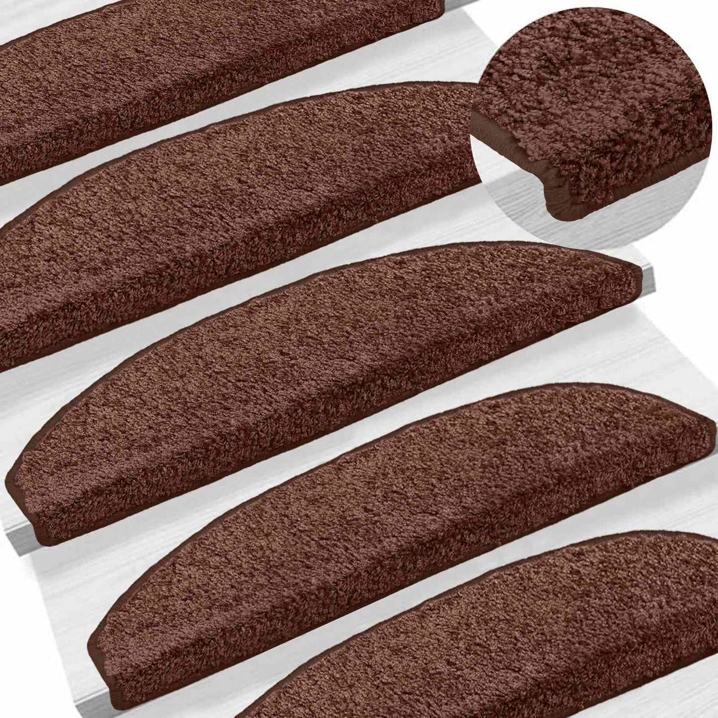 Self-adhesive Stair Mats 15 pcs Brown 80 x 24.5 x 3.5 cm