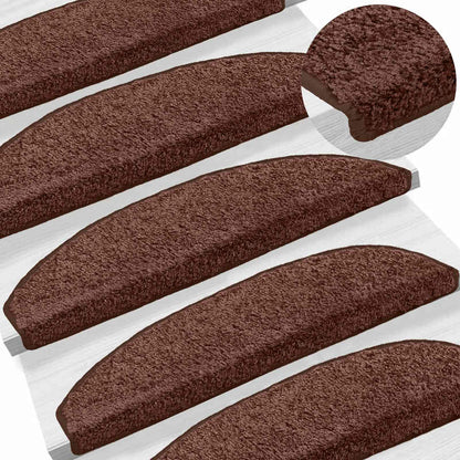 Self-adhesive Stair Mats 15 pcs Brown 80 x 24.5 x 3.5 cm