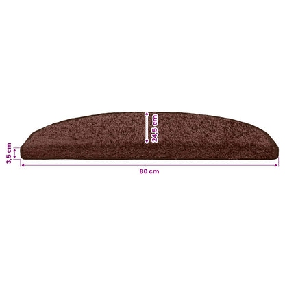 Self-adhesive Stair Mats 15 pcs Brown 80 x 24.5 x 3.5 cm
