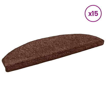 Self-adhesive Stair Mats 15 pcs Brown 80 x 24.5 x 3.5 cm