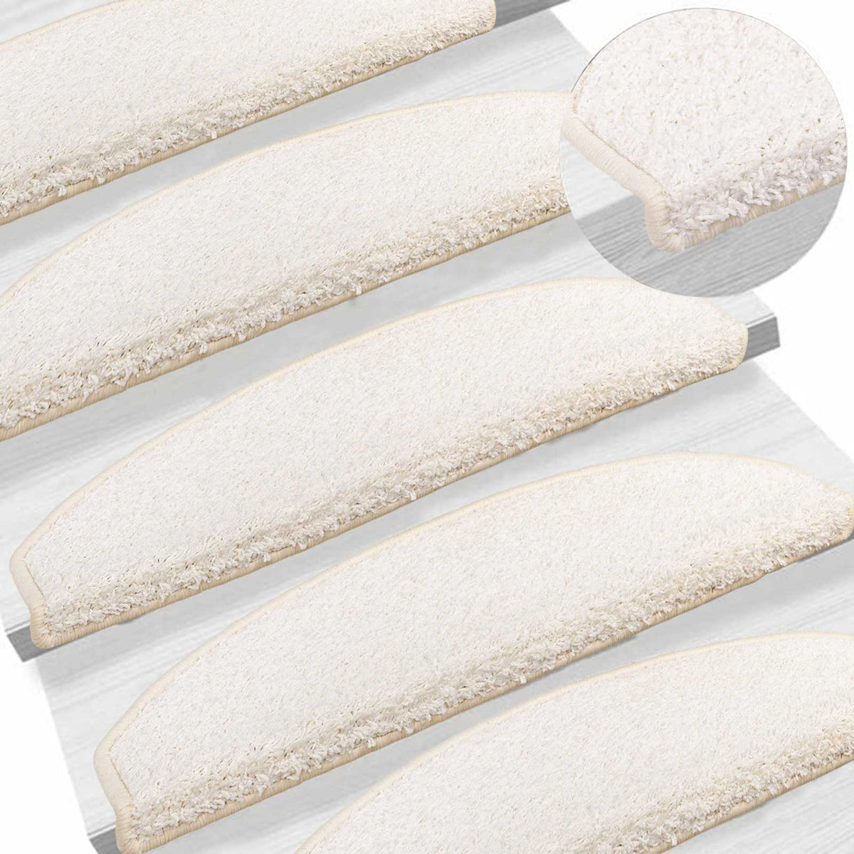 Self-adhesive Stair Mats 15 pcs 80 x 24.5 x 3.5 cm White