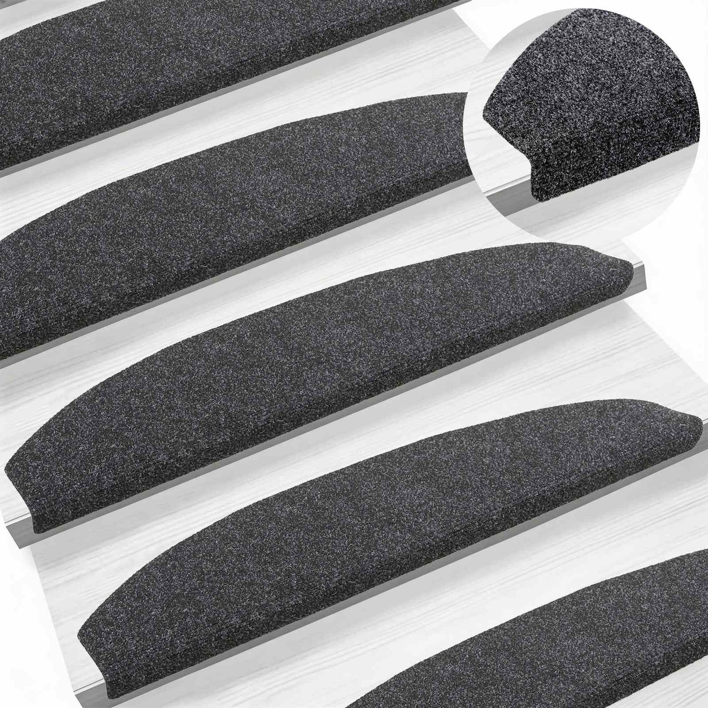 Self-adhesive Stair Mats 15 pcs Dark Grey 80 x 24.5 x 3.5 cm