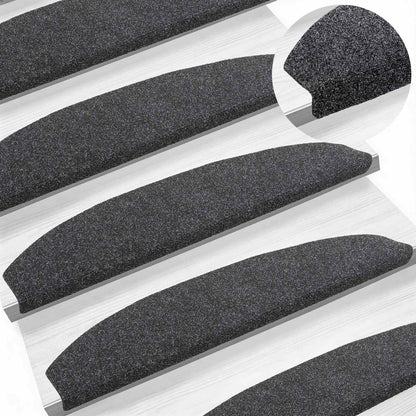Self-adhesive Stair Mats 15 pcs Dark Grey 80 x 24.5 x 3.5 cm