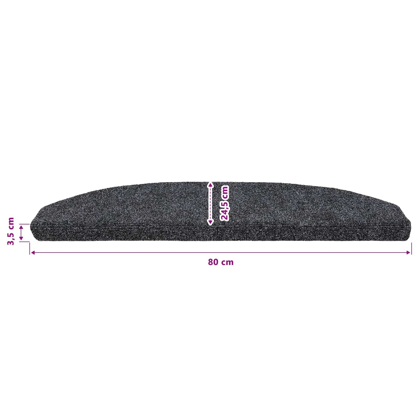 Self-adhesive Stair Mats 15 pcs Dark Grey 80 x 24.5 x 3.5 cm