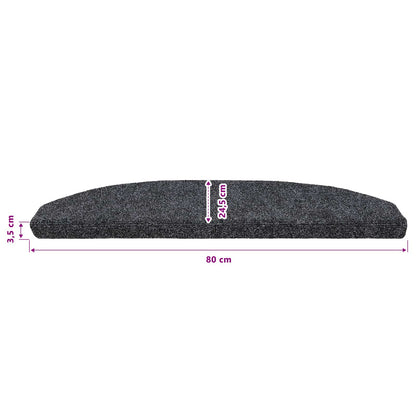 Self-adhesive Stair Mats 15 pcs Dark Grey 80 x 24.5 x 3.5 cm