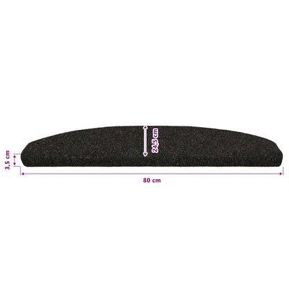 Self-adhesive Stair Mats 15 pcs Black 80 x 24.5 x 3.5 cm