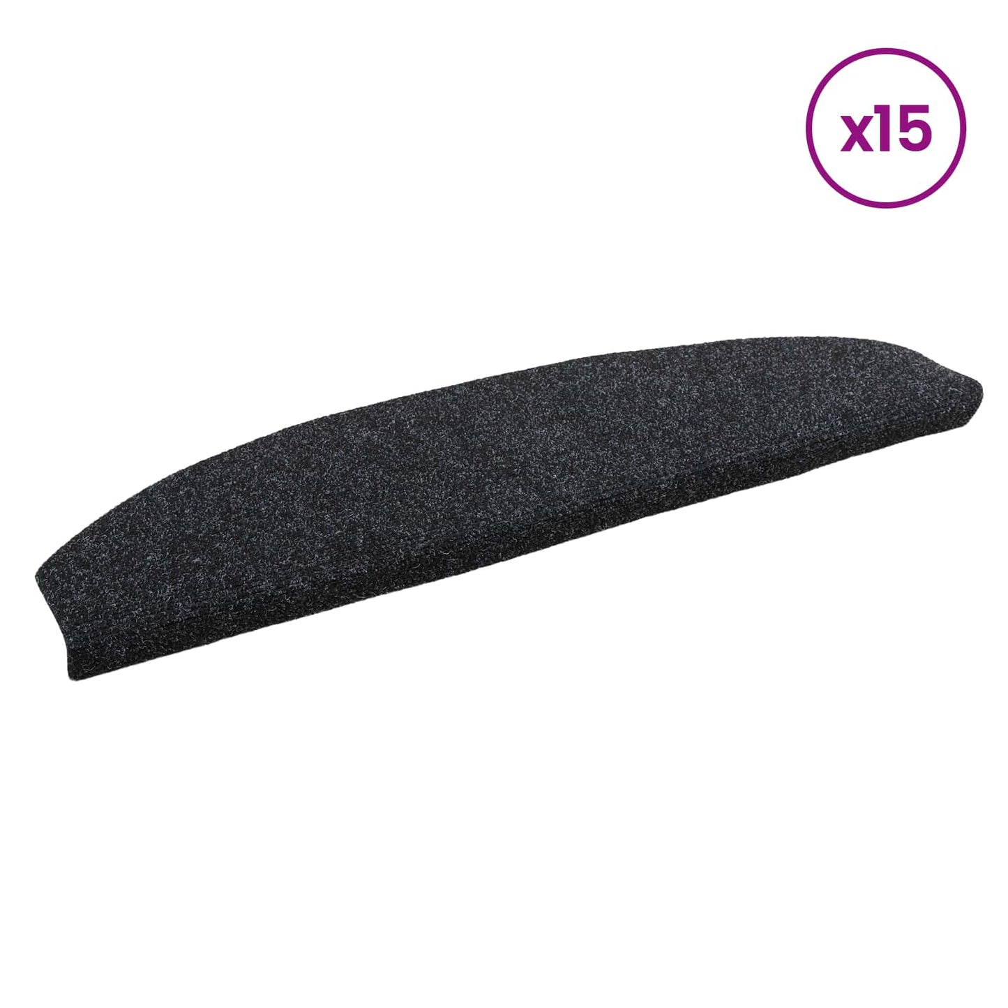 Self-adhesive Stair Mats 15 pcs Black 80 x 24.5 x 3.5 cm