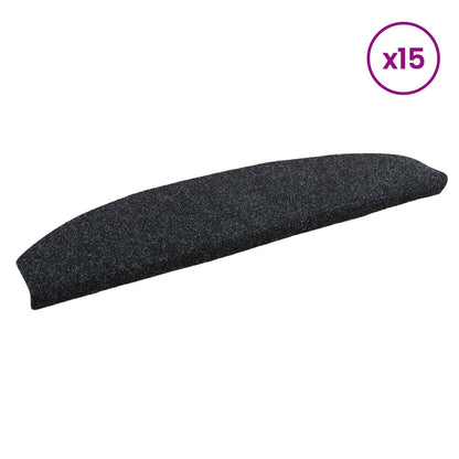Self-adhesive Stair Mats 15 pcs Black 80 x 24.5 x 3.5 cm