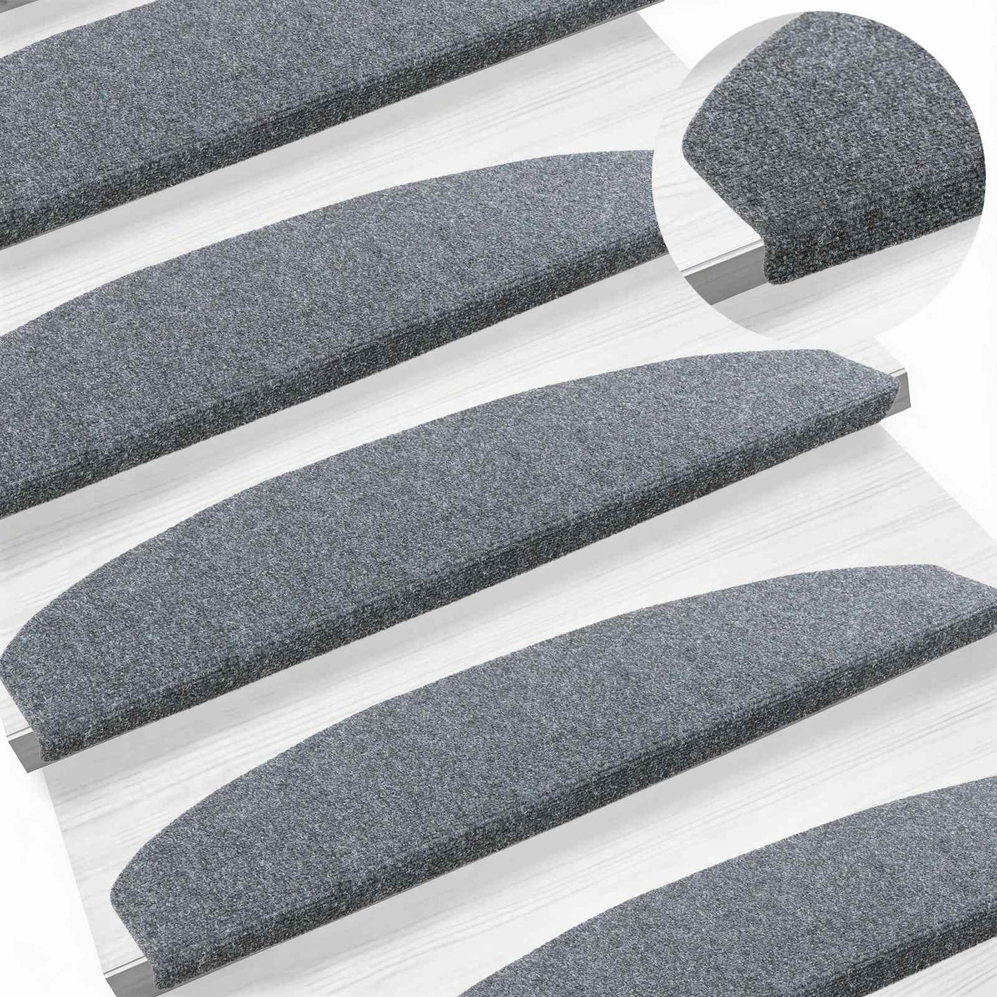 Self-adhesive Stair Mats 15 pcs Light Grey 80 x 24.5 x 3.5 cm