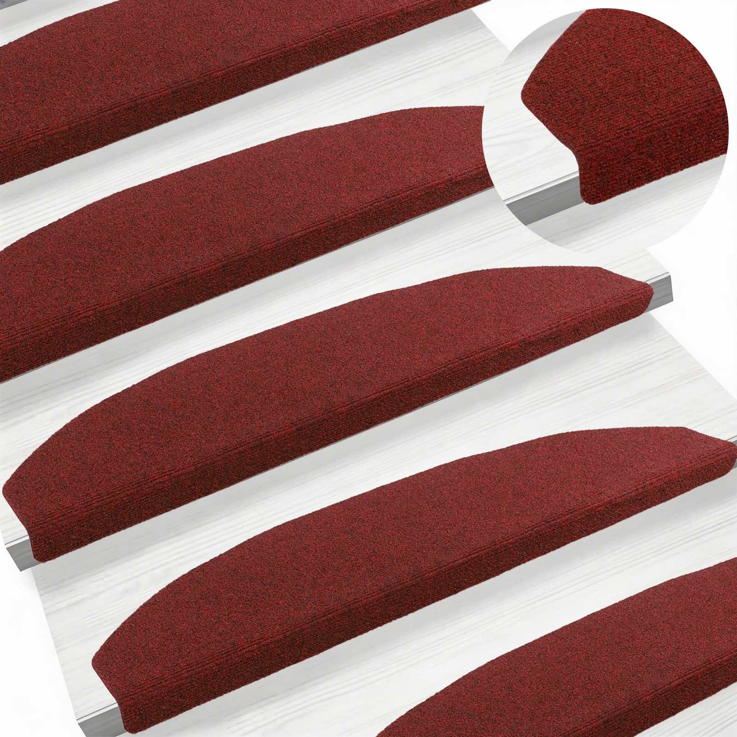 Self-adhesive Stair Mats 15 pcs Bordeaux Red 80 x 24.5 x 3.5 cm