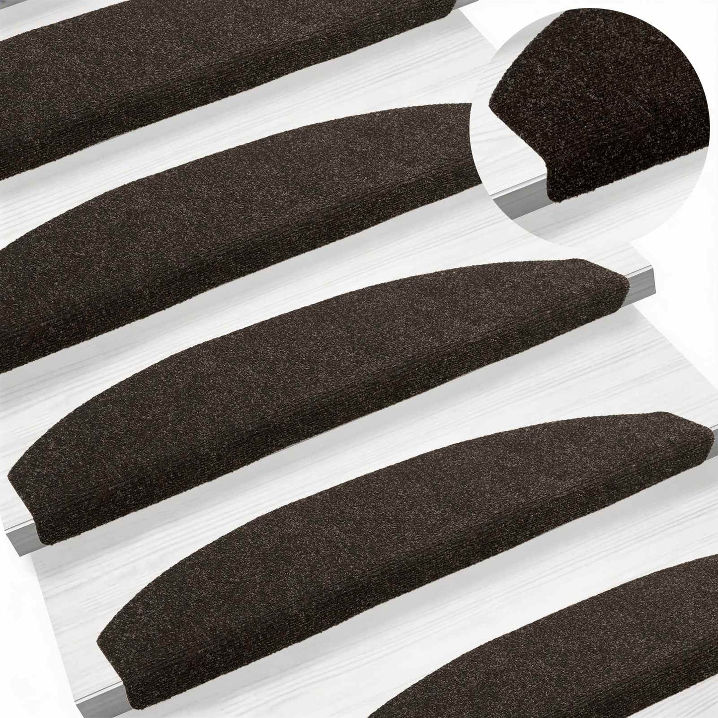 Self-adhesive Stair Mats 15 pcs Dark Brown 80 x 24.5 x 3.5 cm
