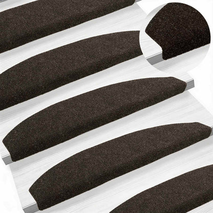 Self-adhesive Stair Mats 15 pcs Dark Brown 80 x 24.5 x 3.5 cm
