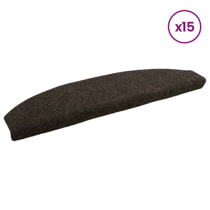Self-adhesive Stair Mats 15 pcs Dark Brown 80 x 24.5 x 3.5 cm