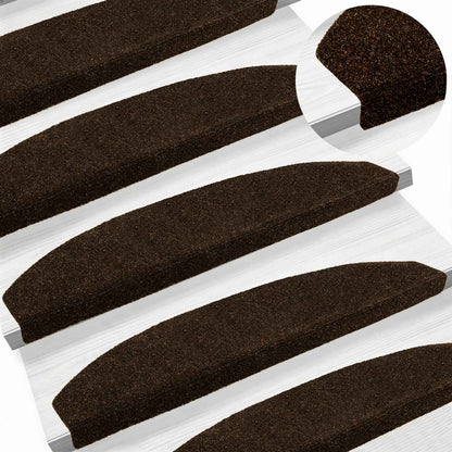 Self-adhesive Stair Mats 15 pcs Brown 80 x 24.5 x 3.5 cm