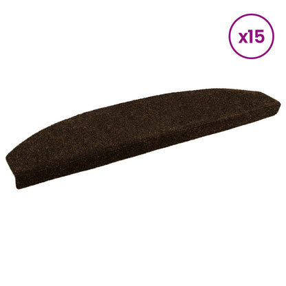 Self-adhesive Stair Mats 15 pcs Brown 80 x 24.5 x 3.5 cm