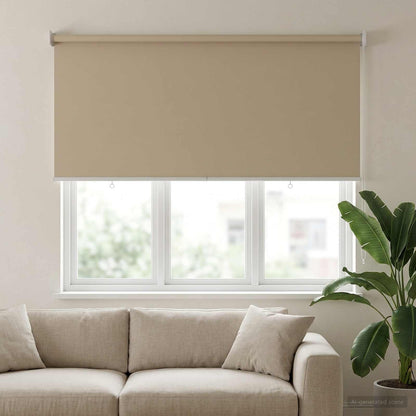 Roller Blind UV Protection Beige 140 x 140 cm Polyester