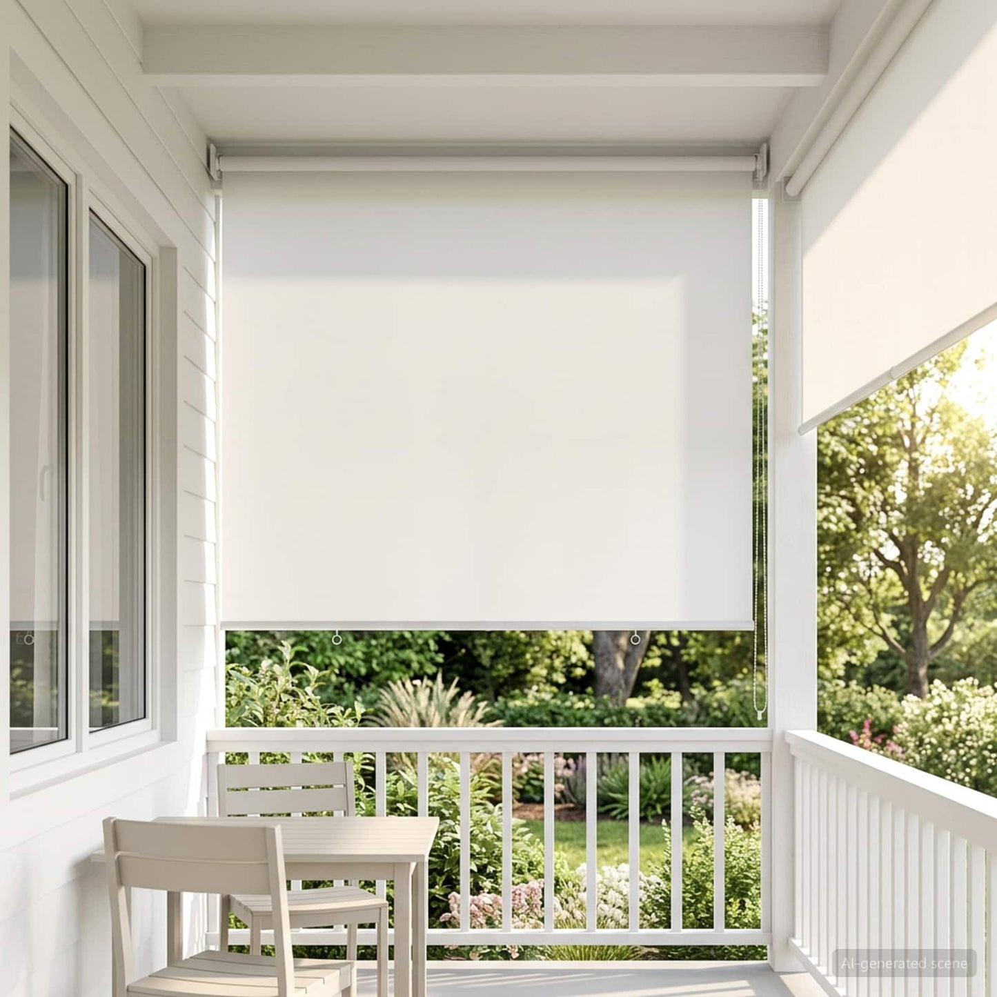 Outdoor Roller Blind UV Protection White 120 x 140 cm (W x H)
