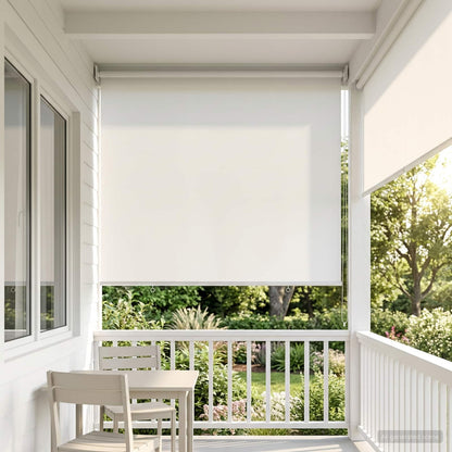 Outdoor Roller Blind UV Protection White 120 x 140 cm (W x H)