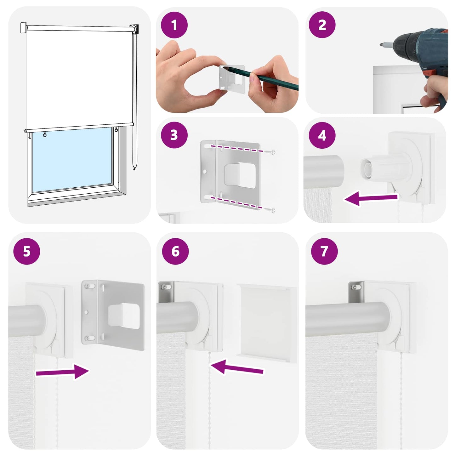 Outdoor Roller Blind UV Protection White 120 x 140 cm (W x H)