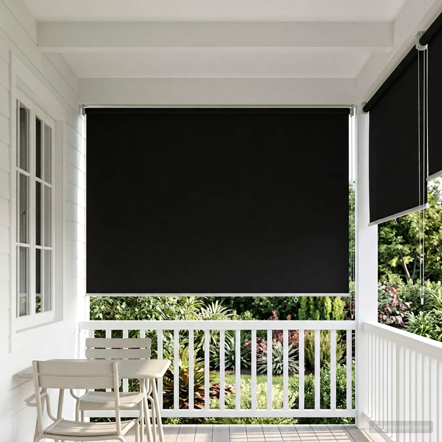 Outdoor Roller Blind UV Protection Black 120 x 140 cm (W x H)